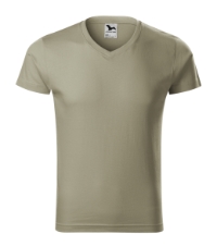 Slim Fit V-neck 146 Koszulka męska jasny_khaki
