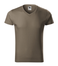 Slim Fit V-neck 146 Koszulka męska army