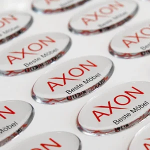 Naklejka 3D eliptyczna na folii chromowej, sitodruk kolory.