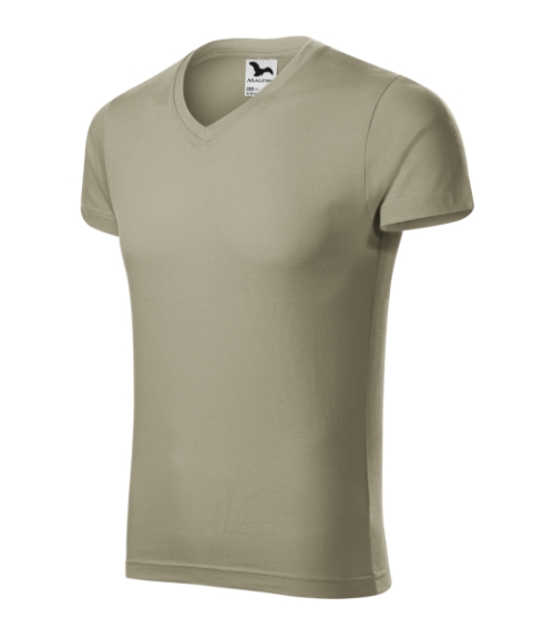Slim Fit V-neck 146 Koszulka męska Jasny khaki - 28