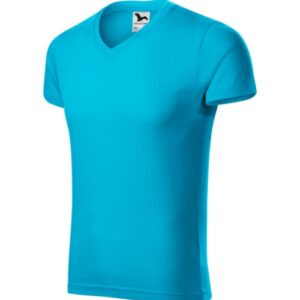 Slim Fit V-neck 146 Koszulka męska Turkus - 44