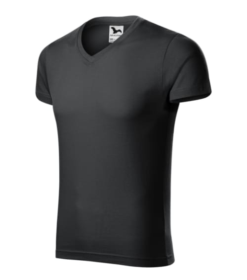 Slim Fit V-neck 146 Koszulka męska Ebony gray - 94