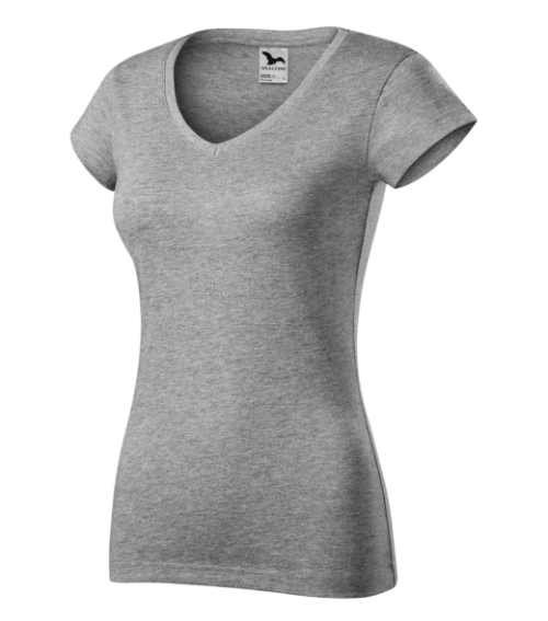 Fit V-neck 162 Koszulka damska Ciemnoszary melanż - 12