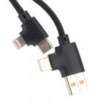 Długi drewniany kabel 4w1 z podświetlanym logo Beżowy