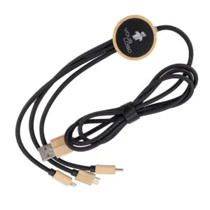 Kabel 3w1 z podświetlanym logo długi 120 cm Beżowy