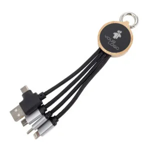 Kabel do ładowania 3w1 z podświetlanym logo Beżowy