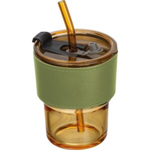 Kubek szklany ze słomką 320 ml Żółty