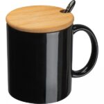 Kubek ceramiczny z łyżeczką 300 ml Czarny