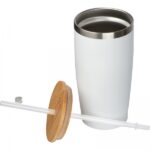 Kubek termiczny ze słomką 500 ml Biały