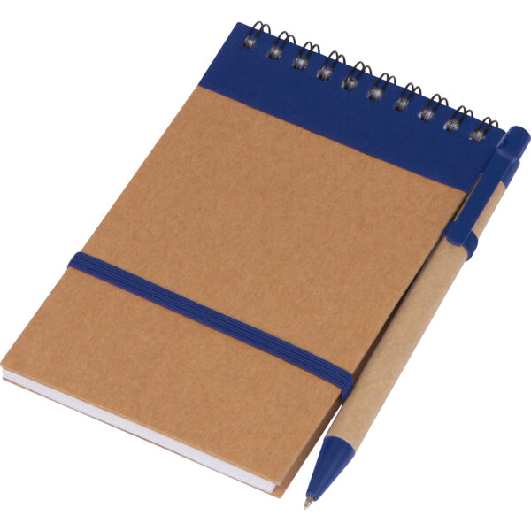 Notatnik w linie z długopisem tekturowym EUGENIO Niebieski
