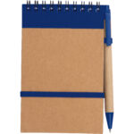 Notatnik w linie z długopisem tekturowym EUGENIO Niebieski