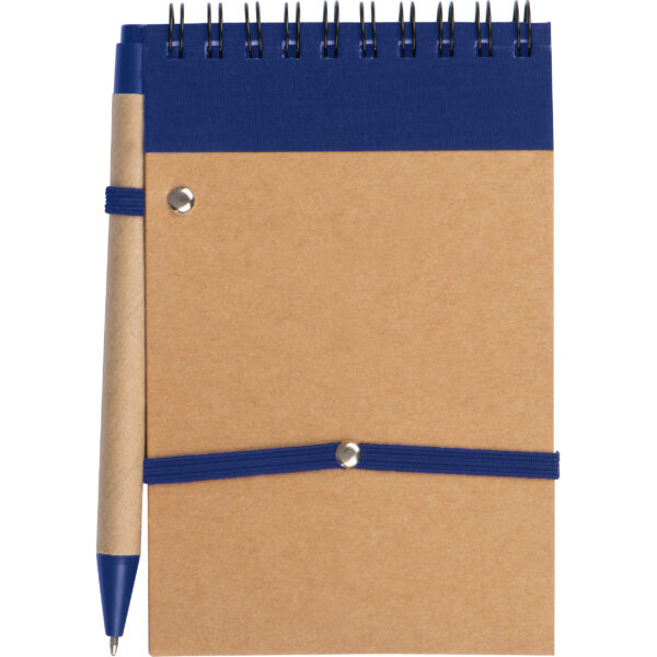 Notatnik w linie z długopisem tekturowym EUGENIO Niebieski