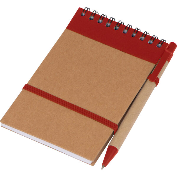 Notatnik w linie z długopisem tekturowym EUGENIO Czerwony