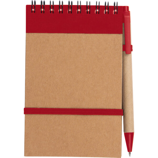 Notatnik w linie z długopisem tekturowym EUGENIO Czerwony