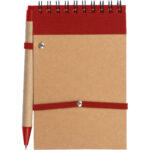 Notatnik w linie z długopisem tekturowym EUGENIO Czerwony