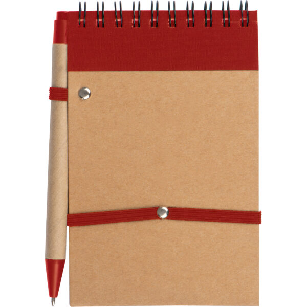 Notatnik w linie z długopisem tekturowym EUGENIO Czerwony