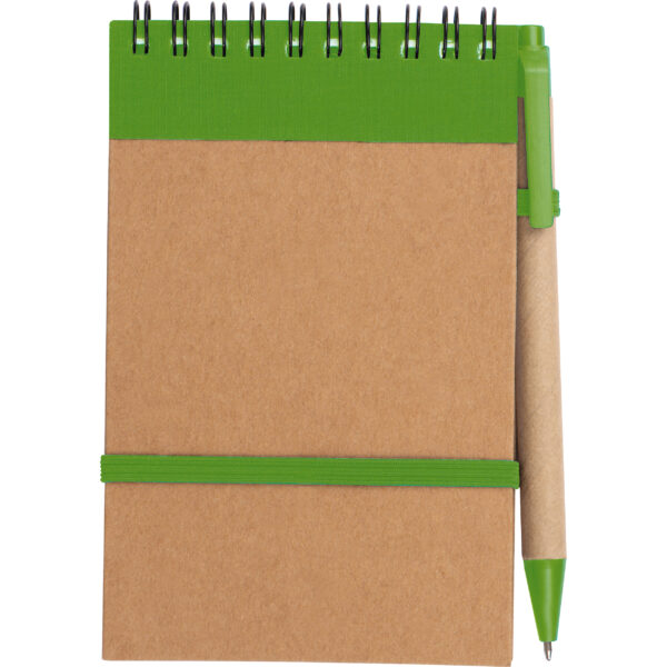 Notatnik w linie z długopisem tekturowym EUGENIO Zielony