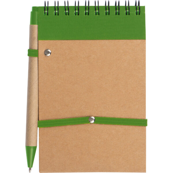 Notatnik w linie z długopisem tekturowym EUGENIO Zielony